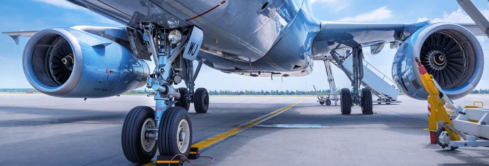 Aircraft landing gear on the flight line